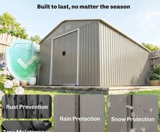 New. Warm grey 13x11ft large metal storage shed (Free Delivery)