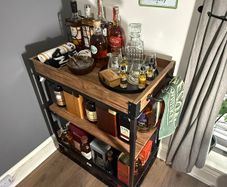 Industrial Drinks Trolley / Bar Cabinet with Removable Serving Tray & LED Lights