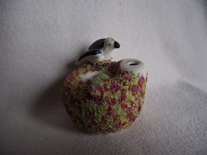 19th Century Staffordshire Pottery "Bird on Nest" Quill Holder