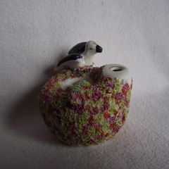 19th Century Staffordshire Pottery "Bird on Nest" Quill Holder