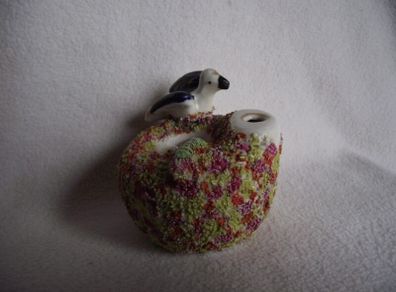 19th Century Staffordshire Pottery "Bird on Nest" Quill Holder