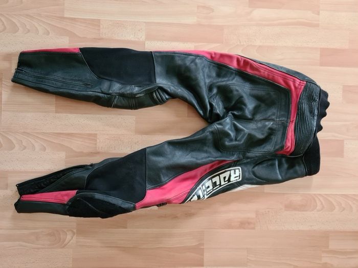 motorbike bike trousers pants leather black uk8 36 race tec alien .