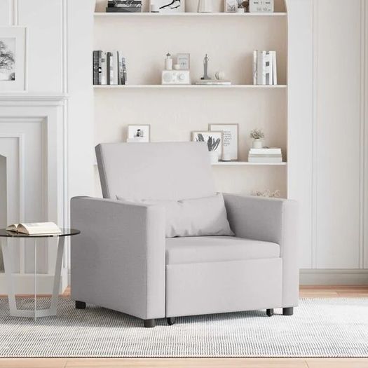 Single Sofa Bed Reclining Cloud grey 90 x 165 x 87 cm Fabric