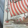 Pat liddy ,irish artist, historian,,1988 Carslberg viking ship Dublin port advertising  art picture,,see picture for condition ,sold as seen . Image 5