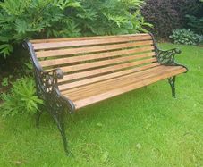 Cast iron and oak garden bench
