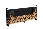 2.4m Outdoor Firewood Rack with Cover, 244 cm x 36 cm x 117 cm, Heavy Duty Firewood Holder &amp; 600D Oxford Waterproof Cover for Fireplace, Patio, Indoor/Outdoor Log Storage Rack for 1/2 Cord of