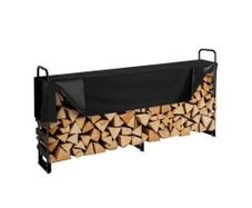 2.4m Outdoor Firewood Rack with Cover, 244 cm x 36 cm x 117 cm, Heavy Duty Firewood Holder & 600D Oxford Waterproof Cover for Fireplace, Patio, Indoor/Outdoor Log Storage Rack for 1/2 Cord of