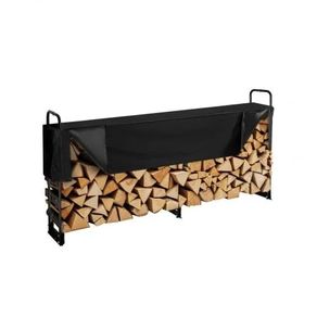 2.4m Outdoor Firewood Rack with Cover, 244 cm x 36 cm x 117 cm, Heavy Duty Firewood Holder & 600D Oxford Waterproof Cover for Fireplace, Patio, Indoor/Outdoor Log Storage Rack for 1/2 Cord of