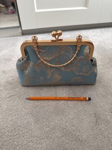 clutch bag new turquoise and gold