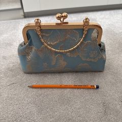 clutch bag new turquoise and gold