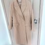 New Topshop double breasted wool mix coat in oatmeal with a white stripe Image 3