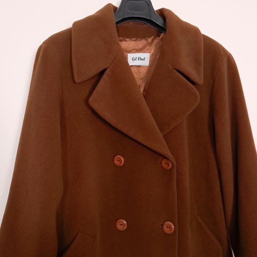 Gil Bret Camel Brown Double Breasted Classic Wool Long Overcoat 14UK/42EU