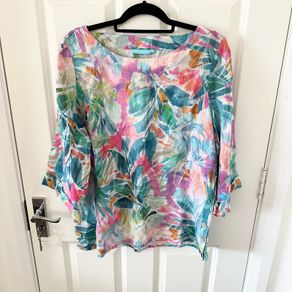 Blue Illusion French Linen Blouse L