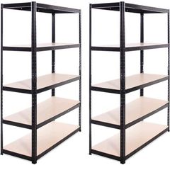 Garage Shelving Unit: 150cm x 75cm x 30cm | 2 bay, Black 5 Tier Unit | 175kg Load Weight Per tier (875kg Per Rack) | For your Garage & elsewhere! | Shelf unit | Van Racking (FREE POSTAGE)