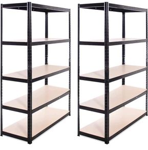 Garage Shelving Unit: 150cm x 75cm x 30cm | 2 bay, Black 5 Tier Unit | 175kg Load Weight Per tier (875kg Per Rack) | For your Garage & elsewhere! | Shelf unit | Van Racking (FREE POSTAGE)
