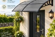 Polycarbonate Door Canopy 198 x 96cm Smoke Grey Front Door Awning with Rain &amp; UV Protection