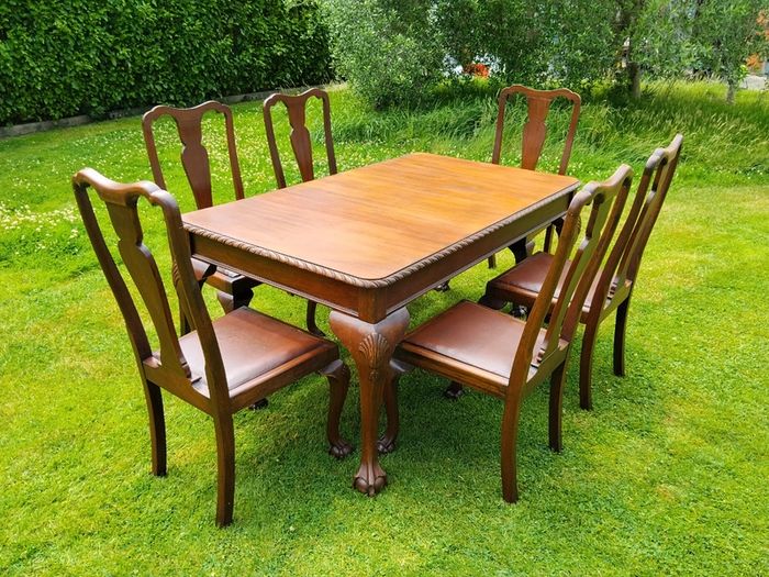 Mid century Solid Mahogany Dining Table and Chairs.