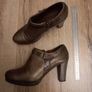 Women's Brown Leather Heeled Ankle Boots Image 2