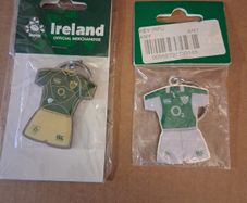 Ireland Rugby. Official IRFU Merch. Keyring Of 2007 Triole Crown Winning Jersey and 2009 Grand Skam Winning Jersey.