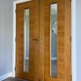 Oak engineered double doors with glass panels Image 5
