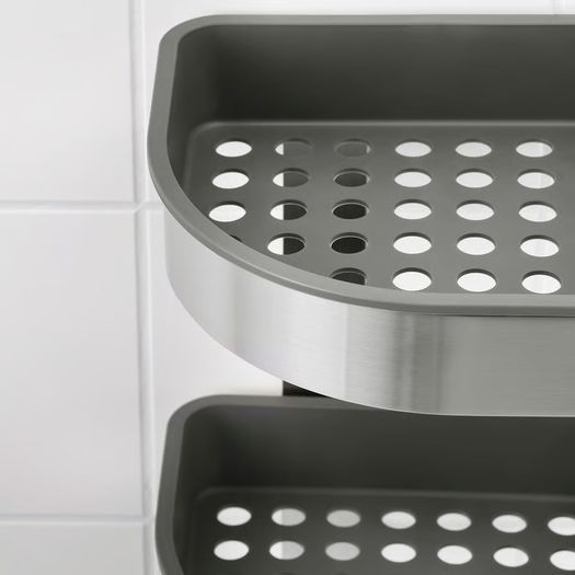 IKEA BROGRUND Corner Wall Shelf Unit 3-Tier Stainless Steel Shower Caddy - New in Box