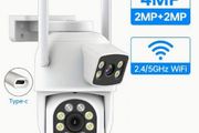 WiFi Security Camera Outdoor Dual Lens 2.4 / 5ghz Wireless IP Camera For Home Security Monitoring
