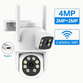 WiFi Security Camera Outdoor Dual Lens 2.4 / 5ghz Wireless IP Camera For Home Security Monitoring