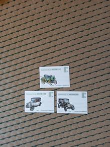 Three postcards issued for the centenary of the motor car in 1986