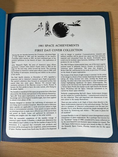 Space Achievements USA First Day Cover Collections - 1981 with Binder