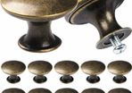 24PCS Vintage Cabinet Knobs, Chic Drawer Knobs, Antique Bronze Kitchen Cupboard Handles, 30mm Round Furniture Door Knobs