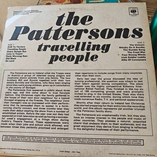 The Patterson's, Travelling People LP, Irish Folk