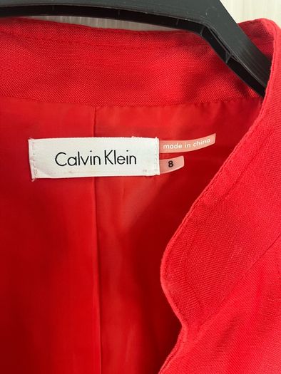 Calvin Klein Red Linen Belted Shirt Dress - Size Medium US 8 / UK10