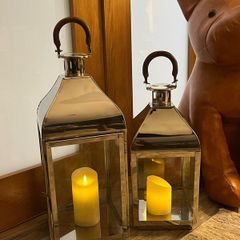 Chrome Lantern Set 40cm & 50cm