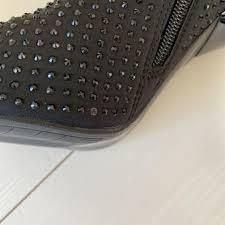 High-heel Dressy Ankle Boots With Sparkly Rhinestones Sequins Jet Black. In Excellent Condition Size Eu 39 Uk 6.   With original protective bag.
