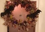 Large handmade halloween wreath with lights (please note battery pack won't be visible)