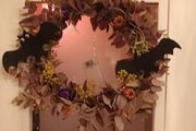 Large handmade halloween wreath with lights (please note battery pack won't be visible)
