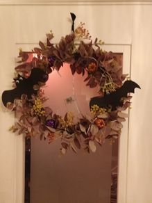 Large handmade halloween wreath with lights (please note battery pack won't be visible)