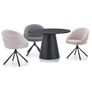Lilia Grey Chenille Swivel Chair  Black Metal Base, Auto-Return Image 9