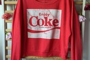 sweatshirt Coca Cola off shoulder red &amp; white sweatshirt small
