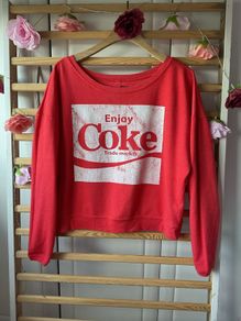 sweatshirt Coca Cola off shoulder red & white sweatshirt small