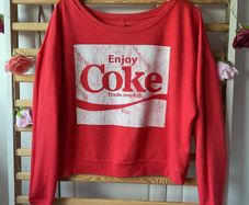 sweatshirt Coca Cola off shoulder red & white sweatshirt small