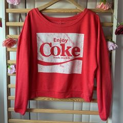 sweatshirt Coca Cola off shoulder red & white sweatshirt small