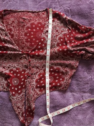 New Yorker Burgundy Red Bandana Print Tie-Front Cropped Top Worn Once