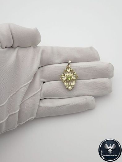 Vintage 925 Sterling Silver Citrine & Peridot Pendant