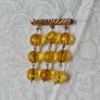 Antique 1930s art deco dangle beaded brooch sunburst brass amber hand blown glass gift vintage Image 2