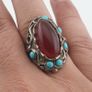 Antique Red Zirconia Ring  Rustic Brass Statement Jewellery Image 7