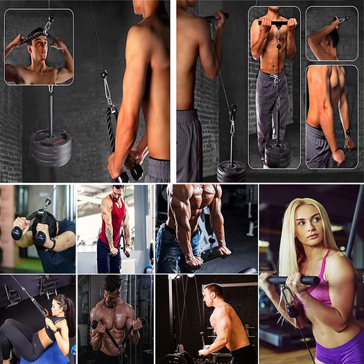 _Pulley Fitness LAT Lift Pulley System Professional Machine Muscle Strength Home Gym Fitness Equipment for Biceps Curl Forearm Triceps