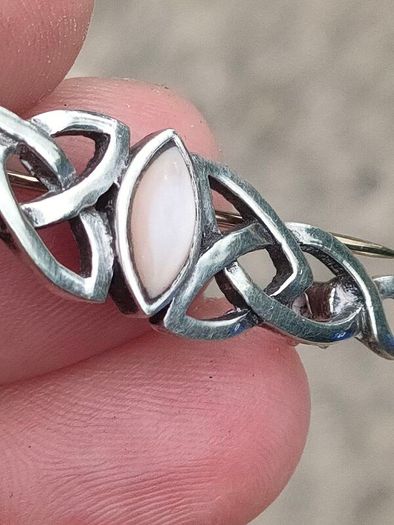 Vintage Sterling silver and White opal brooch