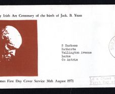 1971 Ireland Contemporary Irish Art (Jack B Yeats) Commemorative Stamp Irish Times Addressed First Day Cover (FDC) with Dublin Cancel.