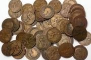 Old British pennies 1d